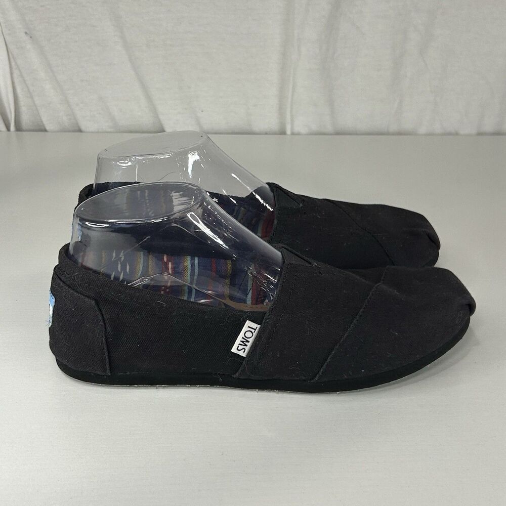 Tom's Alpargata Women's Classics Black Canvas Slip On Flats Size US 8
